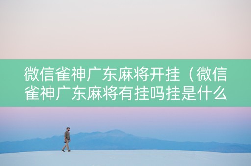 微信雀神广东麻将开挂（微信雀神广东麻将有挂吗挂是什么意思）