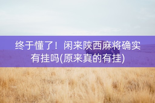 终于懂了！闲来陕西麻将确实有挂吗(原来真的有挂)