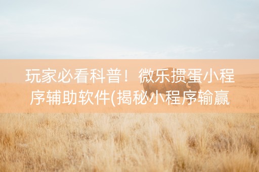 玩家必看科普！微乐掼蛋小程序辅助软件(揭秘小程序输赢技巧)