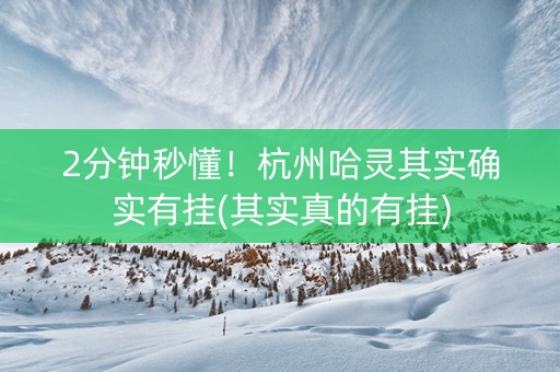 2分钟秒懂！杭州哈灵其实确实有挂(其实真的有挂)