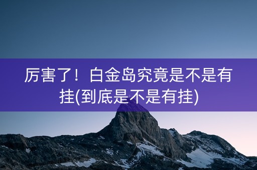 厉害了！白金岛究竟是不是有挂(到底是不是有挂)