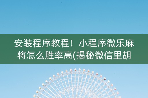 安装程序教程！小程序微乐麻将怎么胜率高(揭秘微信里胡牌技巧)