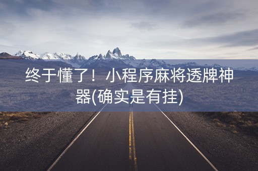 终于懂了！小程序麻将透牌神器(确实是有挂)