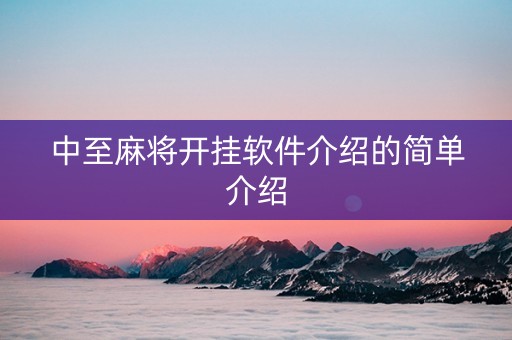 中至麻将开挂软件介绍的简单介绍