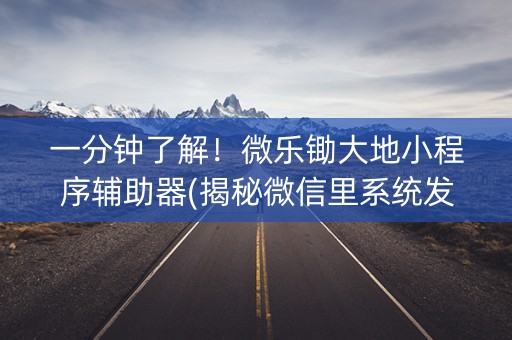 一分钟了解！微乐锄大地小程序辅助器(揭秘微信里系统发好牌)
