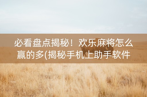 必看盘点揭秘！欢乐麻将怎么赢的多(揭秘手机上助手软件)