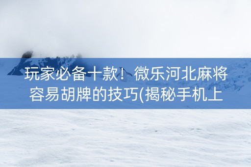 玩家必备十款！微乐河北麻将容易胡牌的技巧(揭秘手机上怎么容易赢)