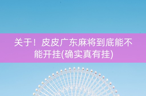 关于！皮皮广东麻将到底能不能开挂(确实真有挂)