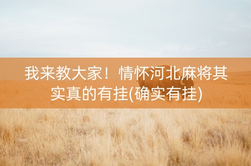 我来教大家！情怀河北麻将其实真的有挂(确实有挂)
