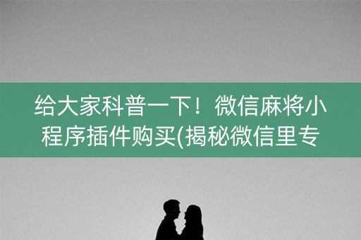 给大家科普一下！微信麻将小程序插件购买(揭秘微信里专用神器)