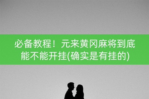 必备教程！元来黄冈麻将到底能不能开挂(确实是有挂的)