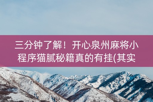 三分钟了解！开心泉州麻将小程序猫腻秘籍真的有挂(其实是有挂的)
