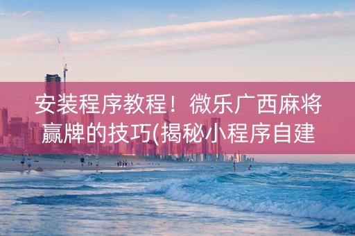 安装程序教程！微乐广西麻将赢牌的技巧(揭秘小程序自建房怎么赢)