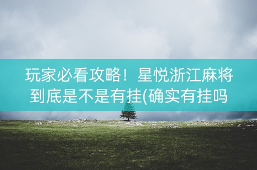 玩家必看攻略！星悦浙江麻将到底是不是有挂(确实有挂吗)