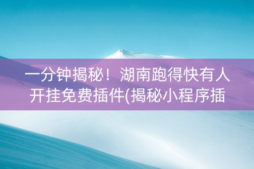 一分钟揭秘！湖南跑得快有人开挂免费插件(揭秘小程序插件免费)