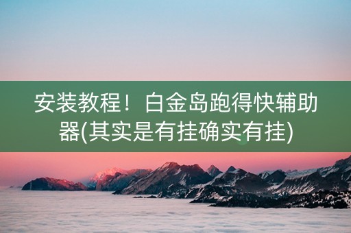 安装教程！白金岛跑得快辅助器(其实是有挂确实有挂)