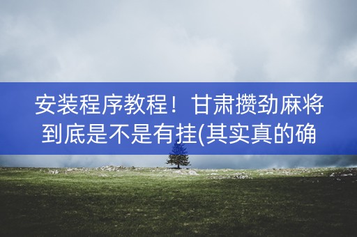 安装程序教程！甘肃攒劲麻将到底是不是有挂(其实真的确实有挂)