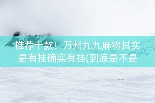 推荐十款！万州九九麻将其实是有挂确实有挂(到底是不是有挂)
