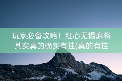 玩家必备攻略！红心无锡麻将其实真的确实有挂(真的有挂)