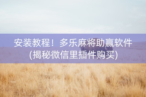 安装教程！多乐麻将助赢软件(揭秘微信里插件购买)