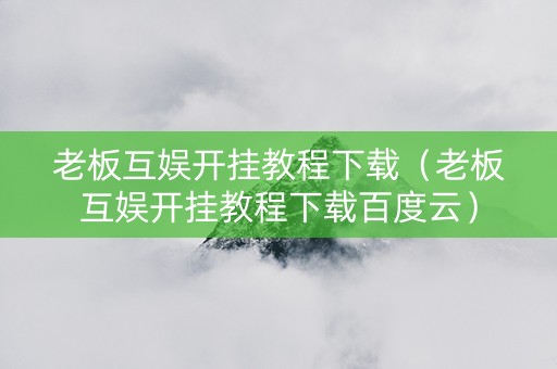 老板互娱开挂教程下载（老板互娱开挂教程下载百度云）