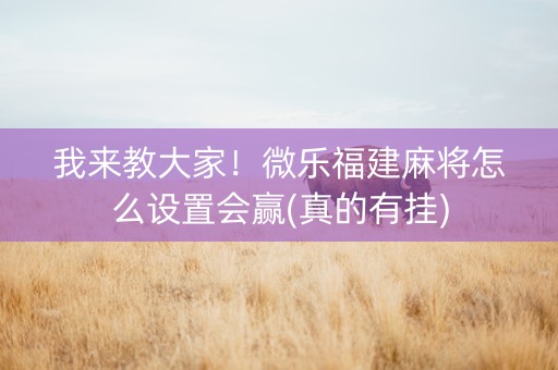 我来教大家！微乐福建麻将怎么设置会赢(真的有挂)