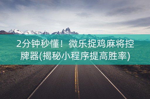 2分钟秒懂！微乐捉鸡麻将控牌器(揭秘小程序提高胜率)
