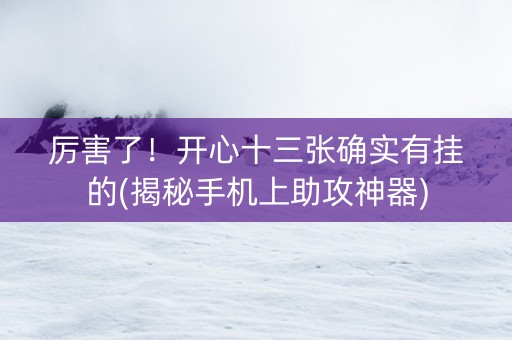 厉害了！开心十三张确实有挂的(揭秘手机上助攻神器)
