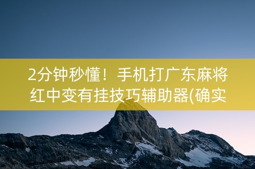 2分钟秒懂！手机打广东麻将红中变有挂技巧辅助器(确实有挂吗)