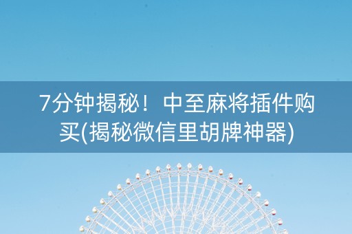 7分钟揭秘！中至麻将插件购买(揭秘微信里胡牌神器)