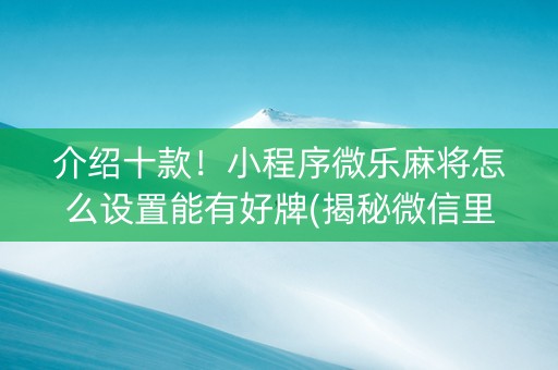 介绍十款！小程序微乐麻将怎么设置能有好牌(揭秘微信里胜率到哪调)