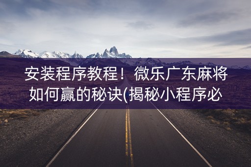 安装程序教程！微乐广东麻将如何赢的秘诀(揭秘小程序必备神器)