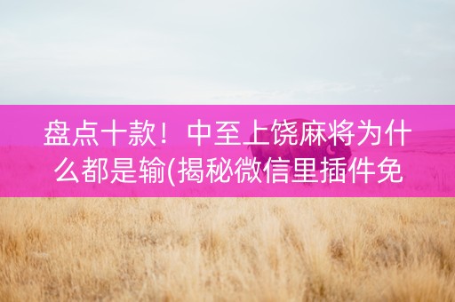 盘点十款！中至上饶麻将为什么都是输(揭秘微信里插件免费)
