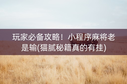 玩家必备攻略！小程序麻将老是输(猫腻秘籍真的有挂)