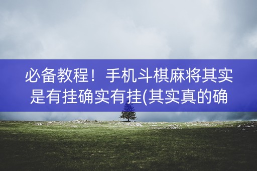 必备教程！手机斗棋麻将其实是有挂确实有挂(其实真的确实有挂)