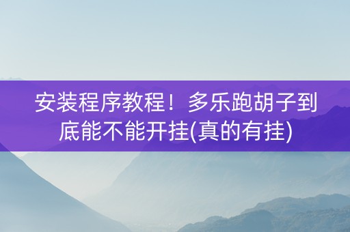安装程序教程！多乐跑胡子到底能不能开挂(真的有挂)