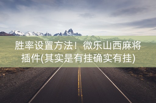 胜率设置方法！微乐山西麻将插件(其实是有挂确实有挂)