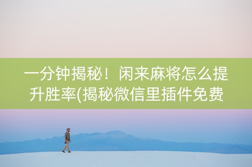 一分钟揭秘！闲来麻将怎么提升胜率(揭秘微信里插件免费)