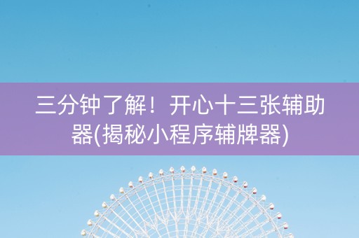 三分钟了解！开心十三张辅助器(揭秘小程序辅牌器)