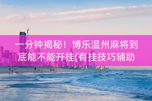 一分钟揭秘！博乐温州麻将到底能不能开挂(有挂技巧辅助器)