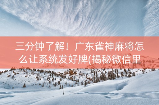 三分钟了解！广东雀神麻将怎么让系统发好牌(揭秘微信里助攻神器)