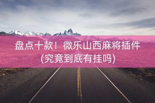 盘点十款！微乐山西麻将插件(究竟到底有挂吗)