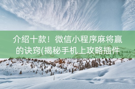介绍十款！微信小程序麻将赢的诀窍(揭秘手机上攻略插件)