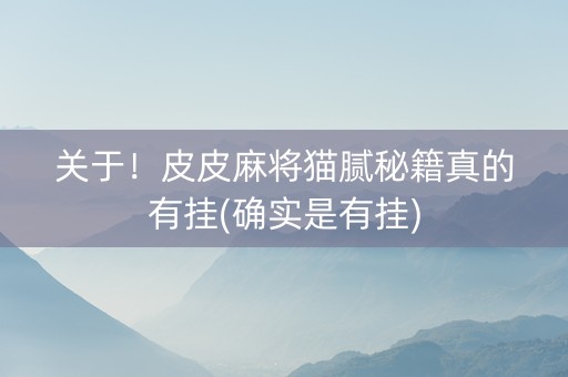 关于！皮皮麻将猫腻秘籍真的有挂(确实是有挂)