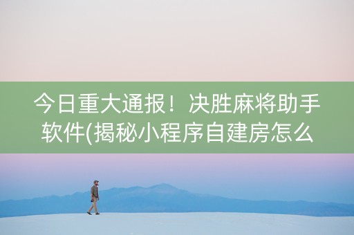 今日重大通报！决胜麻将助手软件(揭秘小程序自建房怎么赢)