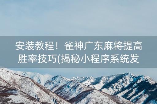 安装教程！雀神广东麻将提高胜率技巧(揭秘小程序系统发好牌)