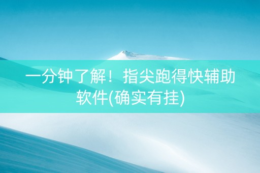 一分钟了解！指尖跑得快辅助软件(确实有挂)