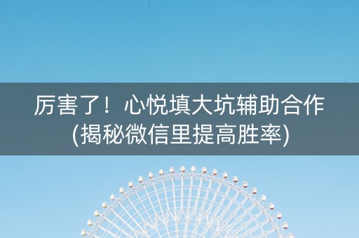 厉害了！心悦填大坑辅助合作(揭秘微信里提高胜率)