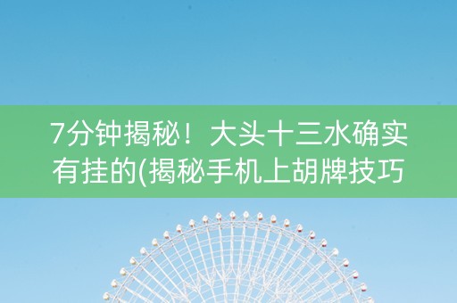 7分钟揭秘！大头十三水确实有挂的(揭秘手机上胡牌技巧)