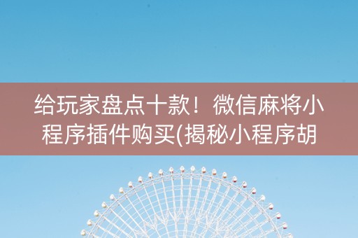 给玩家盘点十款！微信麻将小程序插件购买(揭秘小程序胡牌神器)
